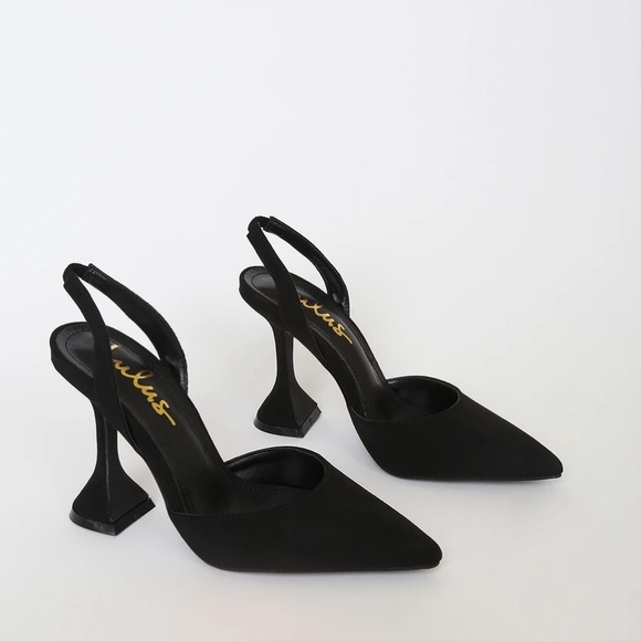 DONATED Black Suede Pointed-Toe Slingback Pumps - Picture 2 of 4